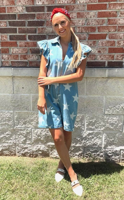 Denim Star Romper